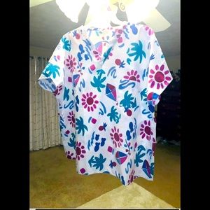 Palm Trees & Sunshine Scrub Top